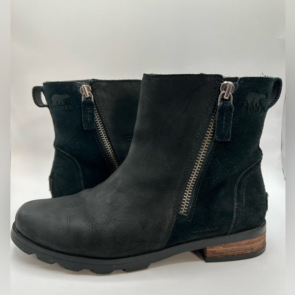 Sorel Shoes - Sorel Emelie Waterproof Suede Leather Black Boots 9